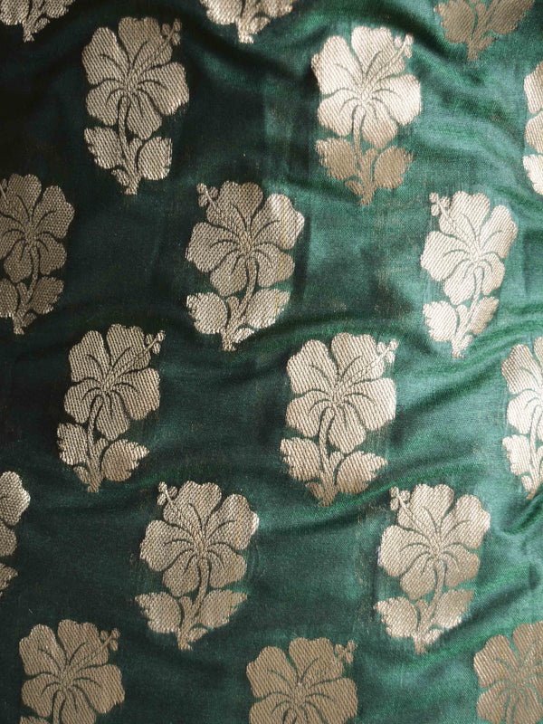 Banarasee Semi Silk Salwar Kameez Fabric With Zari Jaal Dupatta-Green