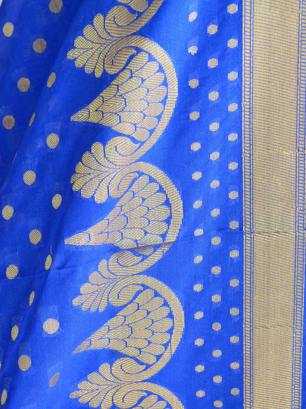 Banarasee Art Silk Dupatta With Polka Dot Design-Royal Blue