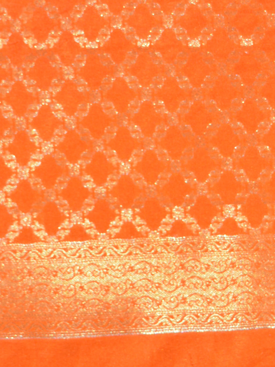 Banarasee Art Silk Dupatta Jaal Design-Orange