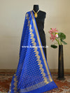 Banarasee Art Silk Dupatta With Polka Dot Design-Royal Blue