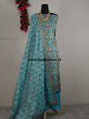 Banarasee/Banarasi Salwar Kameez Glossy Semi Silk Zari & Meena Jaal Work Fabric-Sky Blue