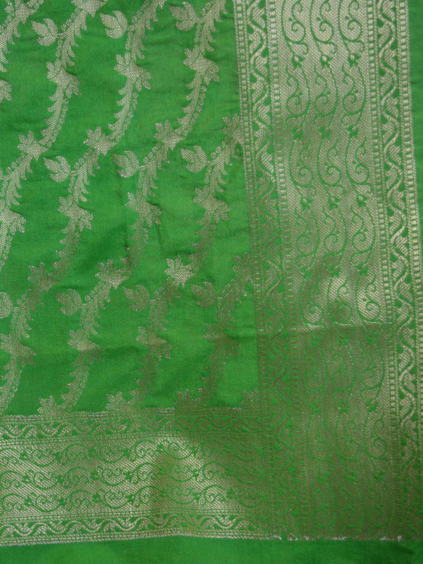 Banarasee Art Silk Dupatta Wave Design-Bright Green