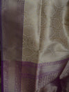 Banarasee Handwoven Art Silk Heavy Zari Jaal Weaving Saree With Purple Pallu & Blouse-Gold