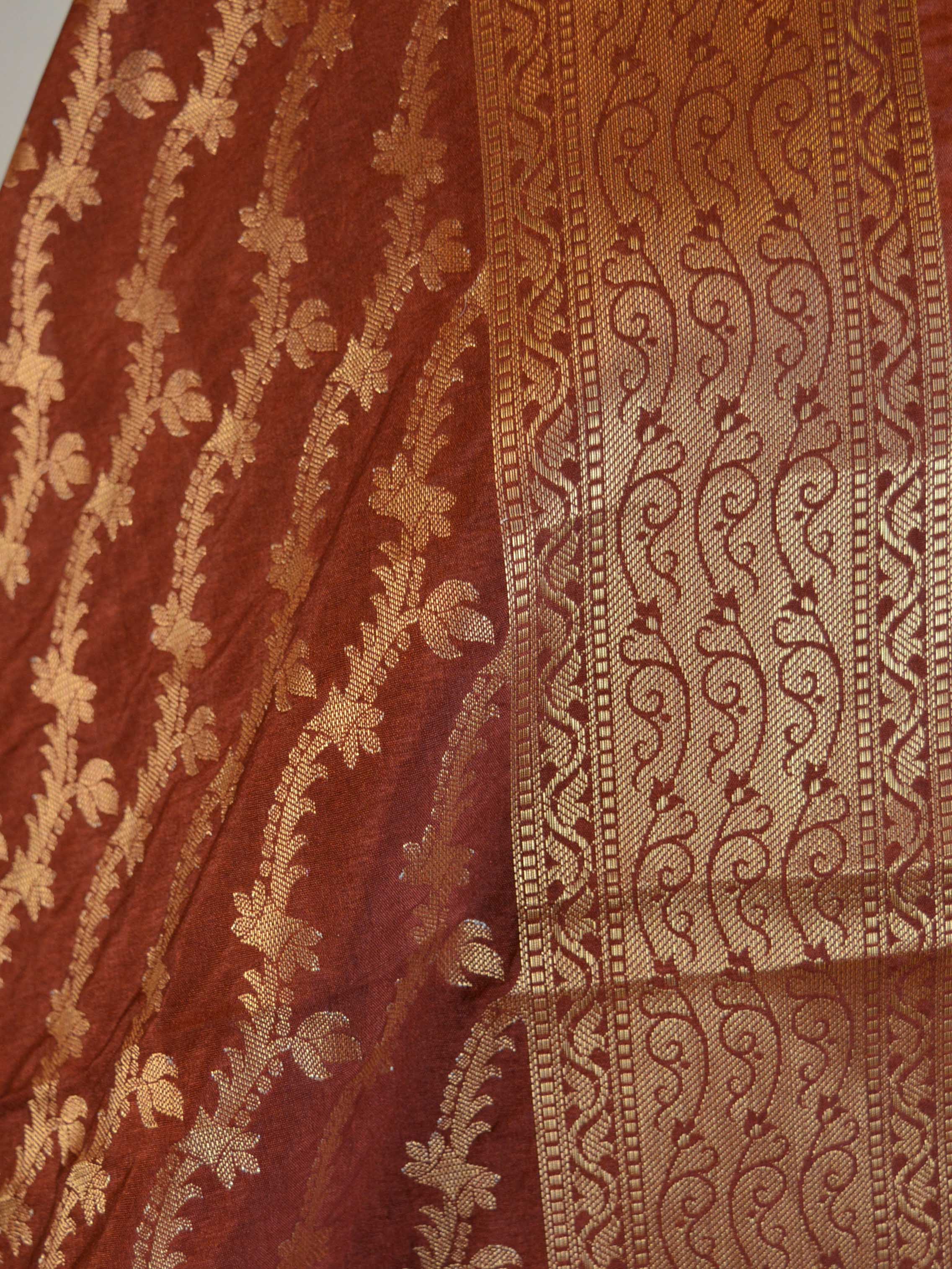 Banarasee Art Silk Dupatta Jaal Design-Brown