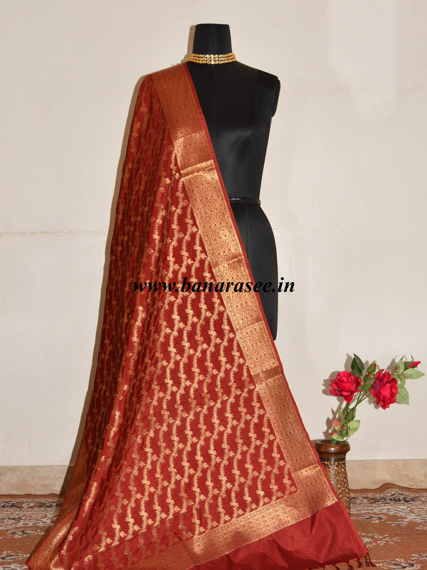 Banarasee Art Silk Dupatta Jaal Design-Brown