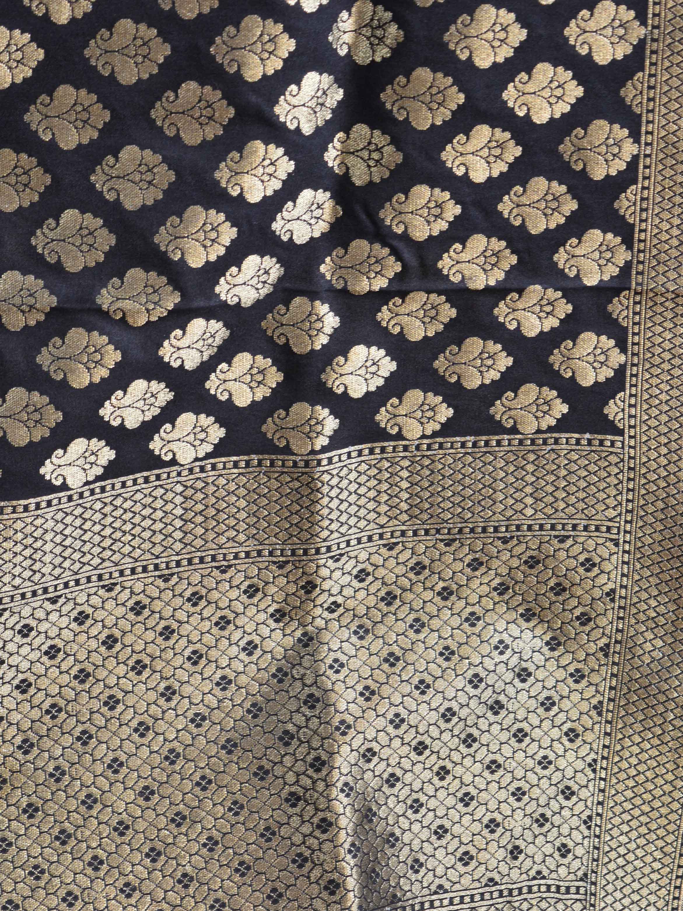 Banarasee Art Silk Buti Design-Black