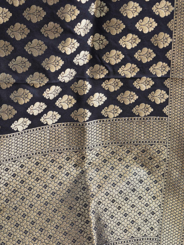 Banarasee Art Silk Buti Design-Black