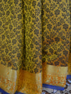 Banarasee Cotton Silk Mix Saree with Floral Resham Jaal & Zari Border-Yellow