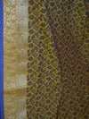 Banarasee Cotton Silk Mix Saree with Floral Resham Jaal & Zari Border-Yellow