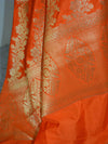 Banarasee Handwoven Art Silk Unstitched Lehenga & Blouse Fabric With Orange Dupatta-Hot Pink