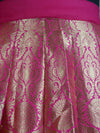 Banarasee Handwoven Art Silk Unstitched Lehenga & Blouse Fabric With Orange Dupatta-Hot Pink