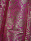 Banarasee Handwoven Art Silk Unstitched Lehenga & Blouse Fabric With Orange Dupatta-Hot Pink