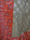 Banarasee Cotton Silk Saree With Zari Buti & Border-Green & Red
