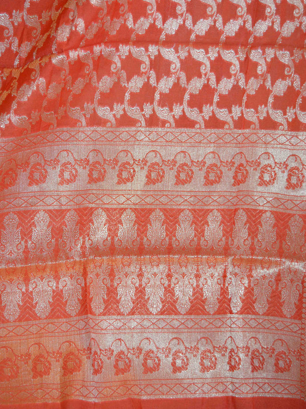 Banarasee Cotton Silk Mix Zari Work Dupatta-Orange