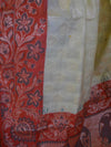 Banarasee Cotton Silk Saree With Zari Buti & Border-Yellow & Red