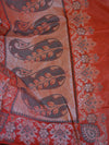 Banarasee Cotton Silk Saree With Zari Buti & Border-Yellow & Red