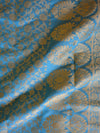 Banarasee Salwar Kameez Cotton Silk Gold Zari Buti Woven Fabric-Sky Blue