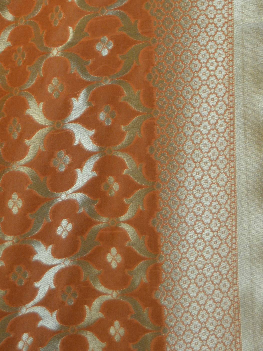Banarasee Art Silk Dupatta Jaal Design Design-Orange