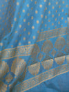 Banarasee Salwar Kameez Cotton Silk Gold Zari Buti Woven Fabric-Sky Blue