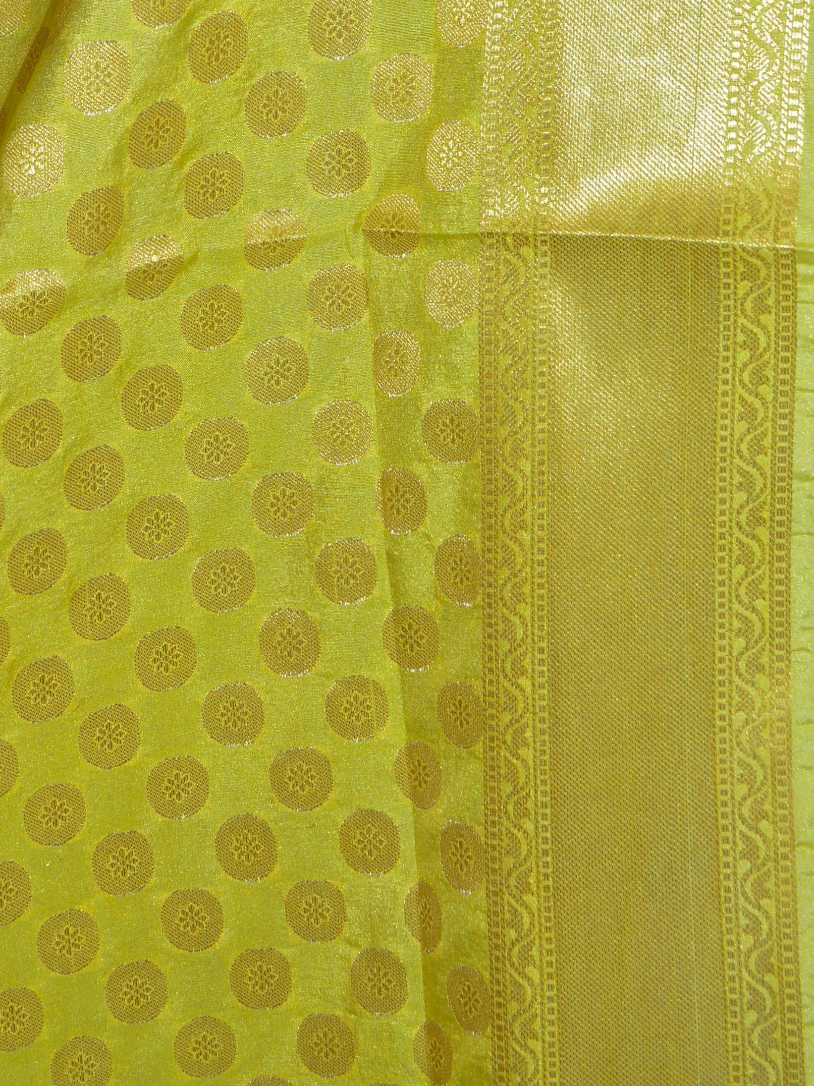 Banarasee Art Silk Dupatta Small Buti Design-Lemon Yellow