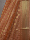 Banarasee Art Silk Dupatta Small Buti Design-Coral