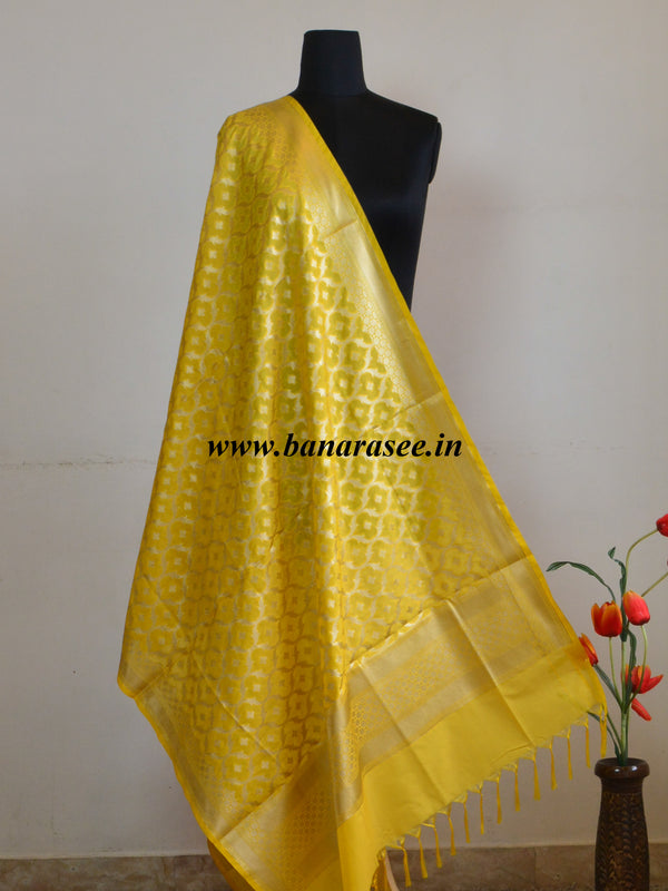 Art Silk Dupatta Jaal Design Design-Yellow