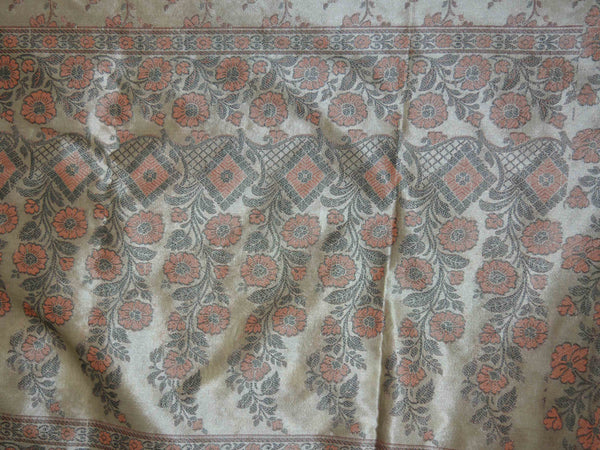 Banarasee Art Silk Saree With Floral Woven Design Contrast Pallu-Green