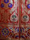Banarasee Handwoven Art Silk Unstitched Lehenga & Blouse Fabric With Meena Design-Red
