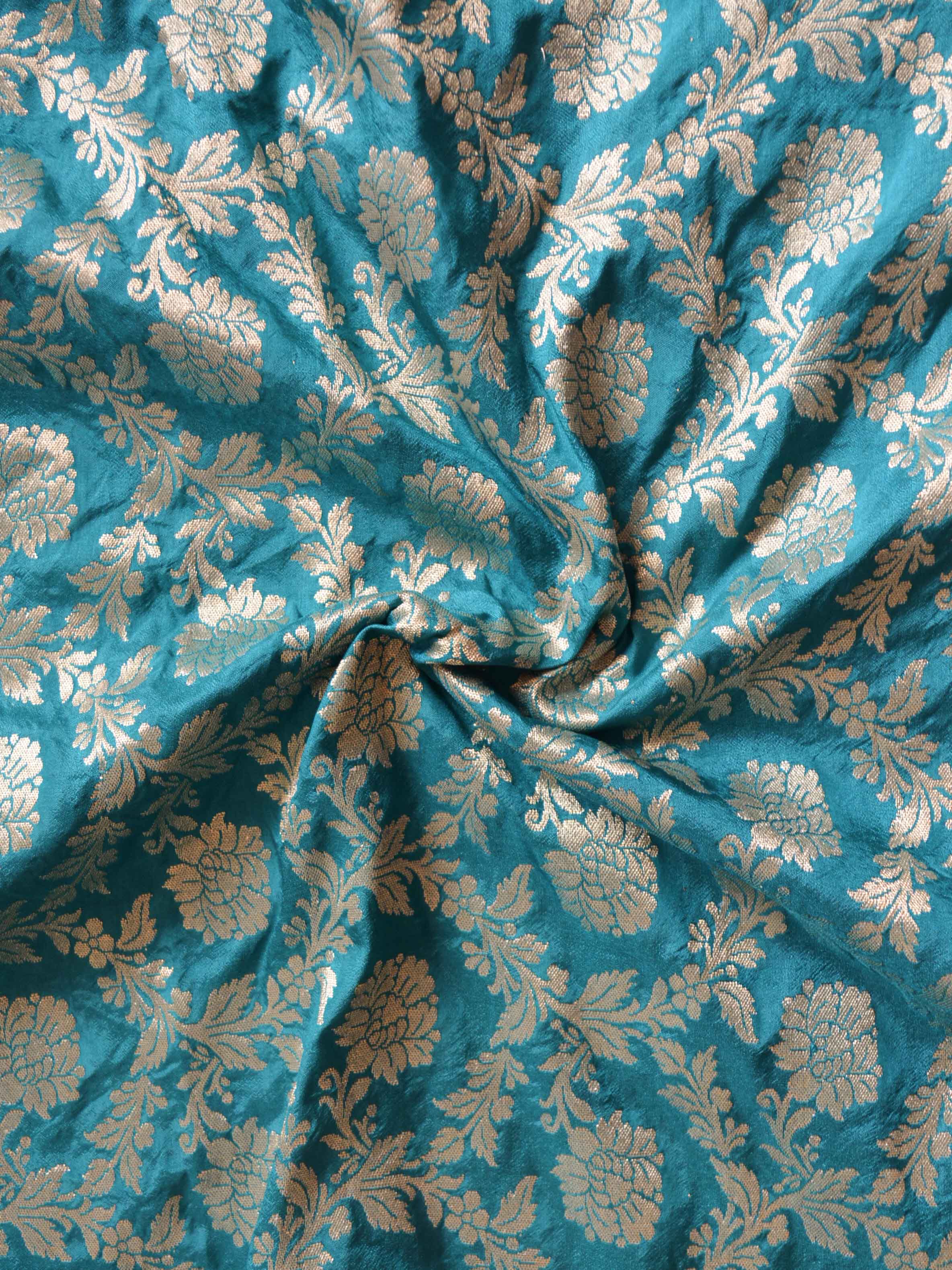 Banarasee Salwar Kameez Semi Silk Zari Jaal Work Fabric & Hot Pink Dupatta-Teal Green