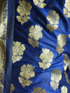 Banarasee Semi Silk Salwar Kameez Fabric With Zari Jaal Dupatta-Blue