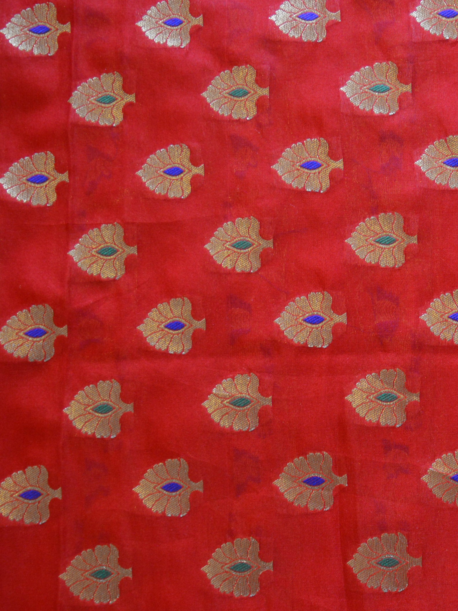 Banarasee Handwoven Art Silk Unstitched Lehenga & Blouse Fabric With Meena Design-Red