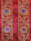 Banarasee Handwoven Art Silk Unstitched Lehenga & Blouse Fabric With Meena Design-Red