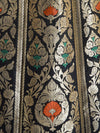 Banarasee Handwoven Art Silk Unstitched Lehenga & Blouse Fabric With Meena Design-Black