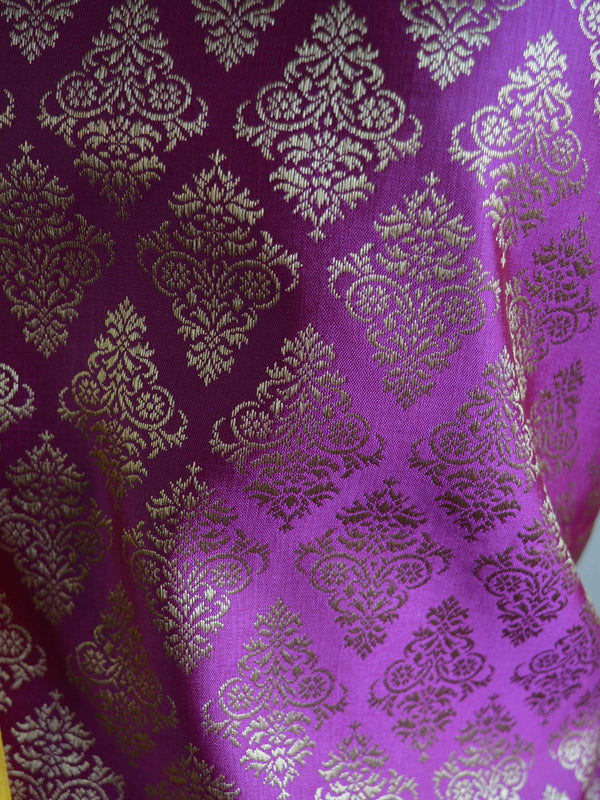 Banarasee Cotton Silk Floral Jaal Salwar Kameez Fabric With Contrast Art Silk Dupatta-Purple