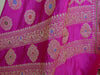 Banarasee Salwar Kameez Glossy Semi Silk Zari & Meena Buta Work Fabric-Magenta