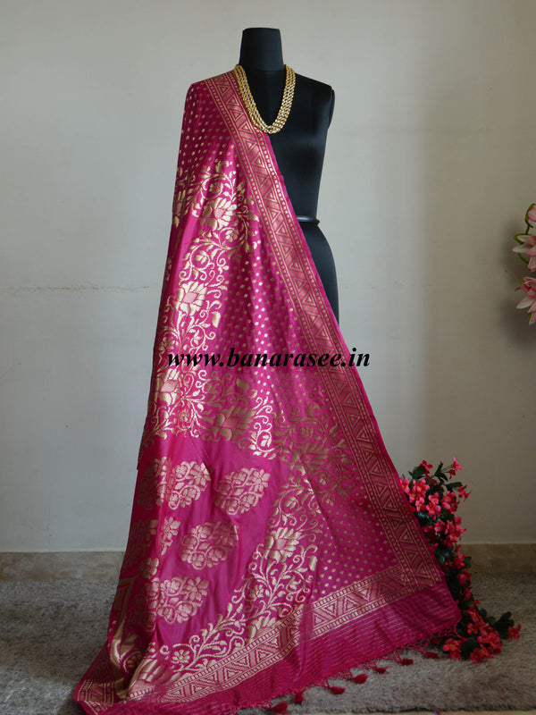 Art Silk Dupatta With Jaal Design-Pink