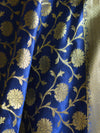 Banarasee Semi Silk Salwar Kameez Fabric With Zari Jaal Dupatta-Blue