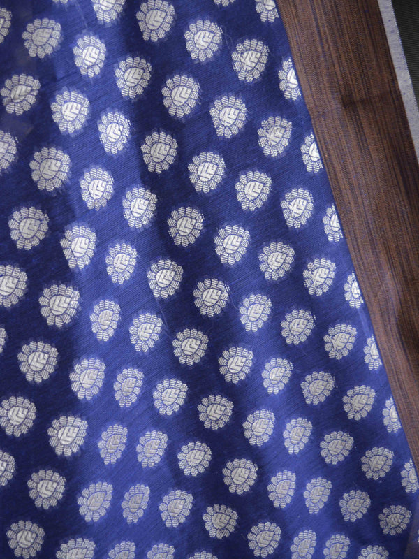Banarasee Cotton Silk Resham Work Dupatta-Deep Blue