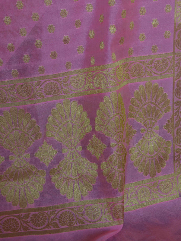 Banarasee Salwar Kameez Cotton Silk Gold Zari Buti Woven Fabric-Mauve