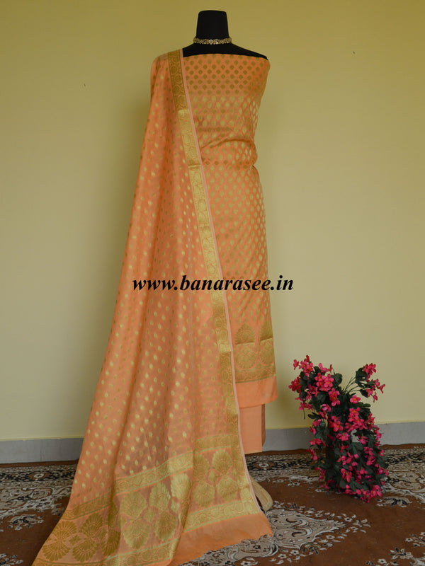 Banarasee Salwar Kameez Cotton Silk Resham Buti Woven Fabric-Rama Gree