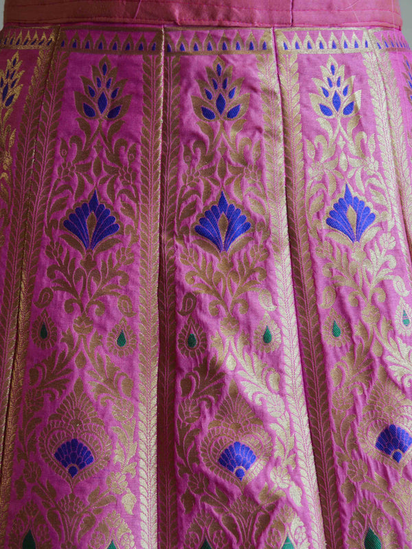 Banarasee Handwoven Art Silk Unstitched Lehenga & Blouse Fabric With Meena Design-Mauve