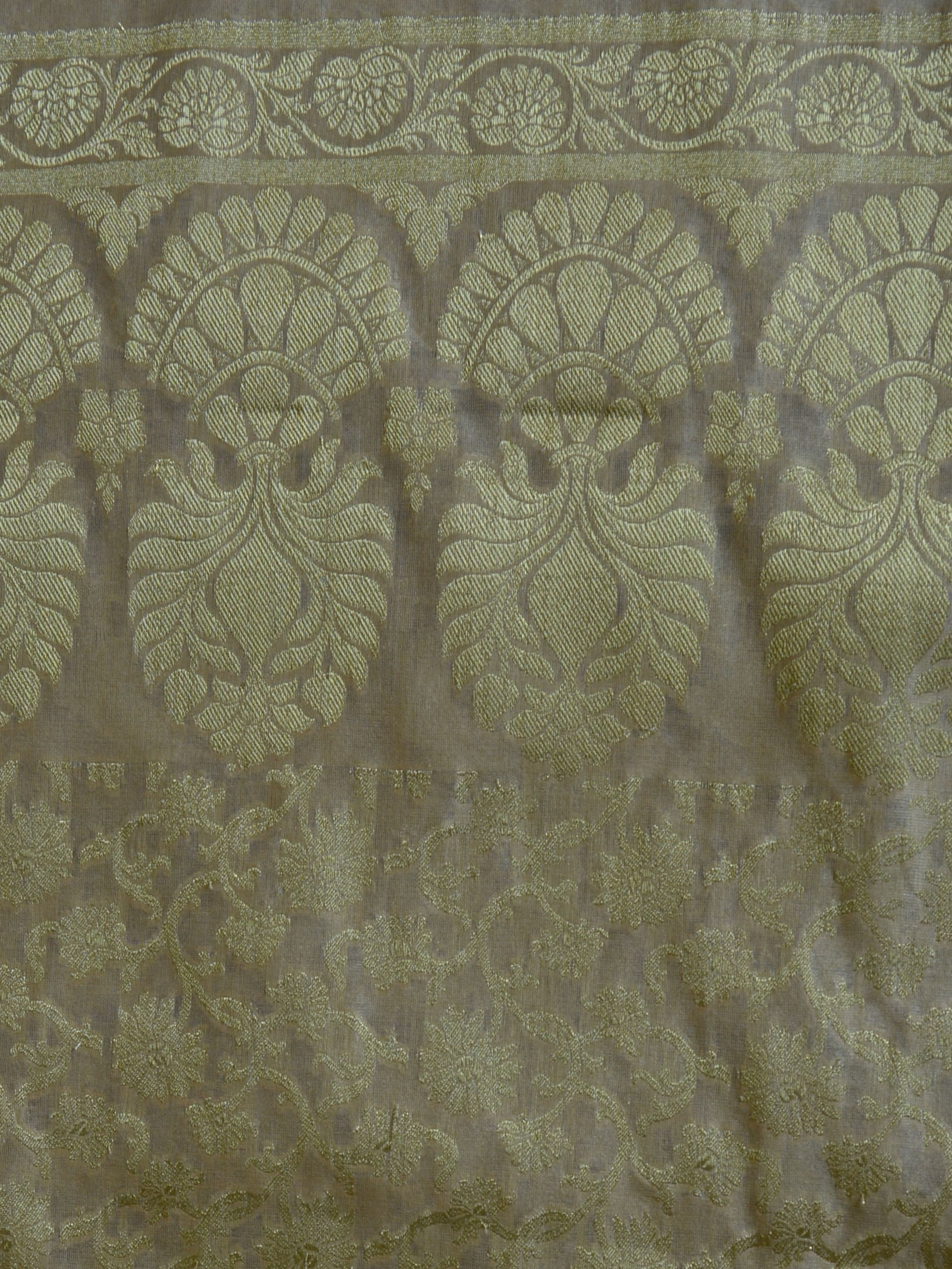 Banarasee Salwar Kameez Cotton Silk Gold Zari Buti Woven Fabric-Beige