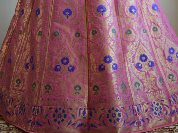 Banarasee Handwoven Art Silk Unstitched Lehenga & Blouse Fabric With Meena Design-Mauve