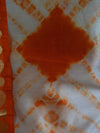 Banarasee Shibori Dyed Chanderi Salwar Kameez Fabric With Art Silk Dupatta-Orange