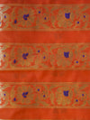 Banarasee Handwoven Art Silk Unstitched Lehenga & Blouse Fabric With Meena Design-Coral