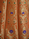 Banarasee Handwoven Art Silk Unstitched Lehenga & Blouse Fabric With Meena Design-Coral