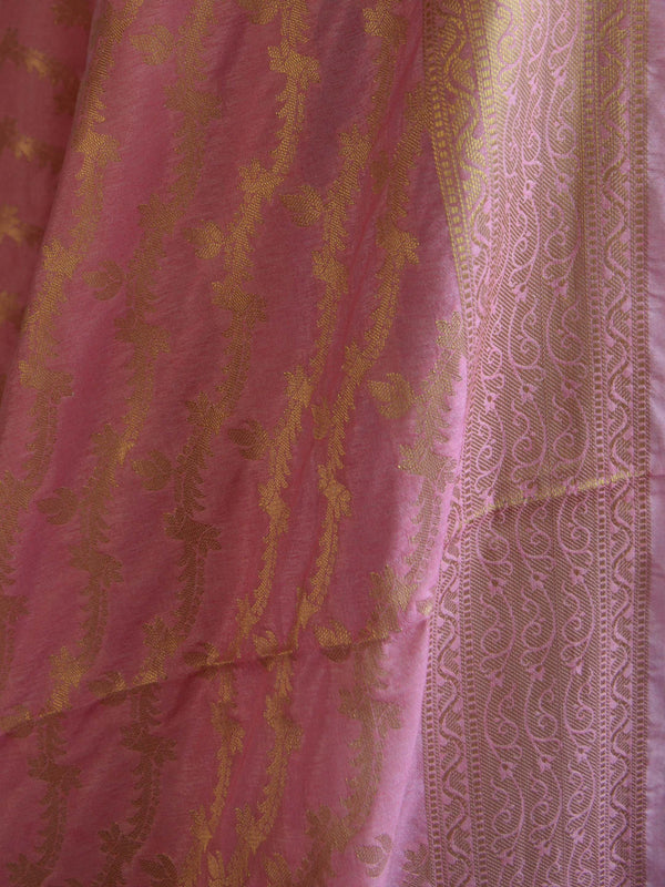 Banarasee Cotton Silk Floral Jaal Salwar Kameez Fabric With Contrast Art Silk Dupatta-Blue