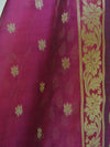 Banarasee Salwar Kameez Cotton Silk Gold Zari Buti Woven Fabric-Magenta