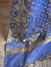 Banarasee Cotton Silk Gold Zari Jaal & Buti Design Dupatta-Royal Blue