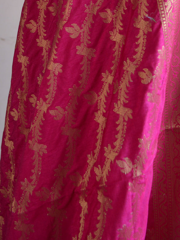 Banarasee Cotton Silk Floral Jaal Salwar Kameez Fabric With Contrast Art Silk Dupatta-Green